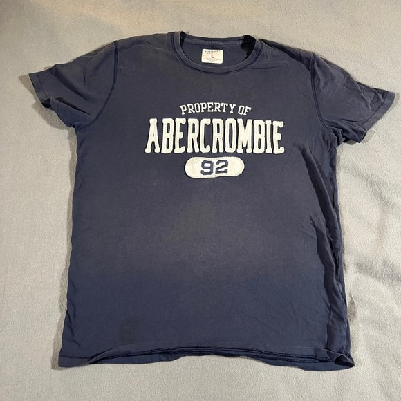Y2K Abercrombie & Fitch Mens Large T-Shirt Blue Property Of 92 Crew Neck - Picture 1 of 7
